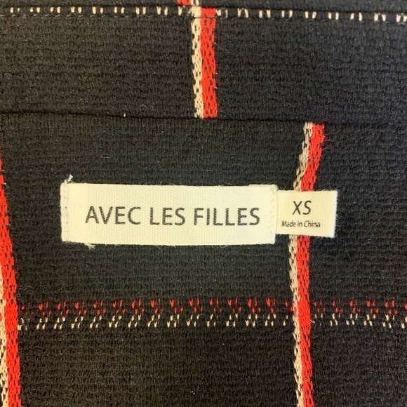 Avec Les Filles Black Plaid Coat Jacket Womens XS Collared Button Front - Picture 6 of 11